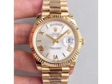 Replica Rolex Day-Date 40 228238 Yellow GOLD Noob 1:1 Best Edition Silver Roman Dial YG President Bracelet A3255