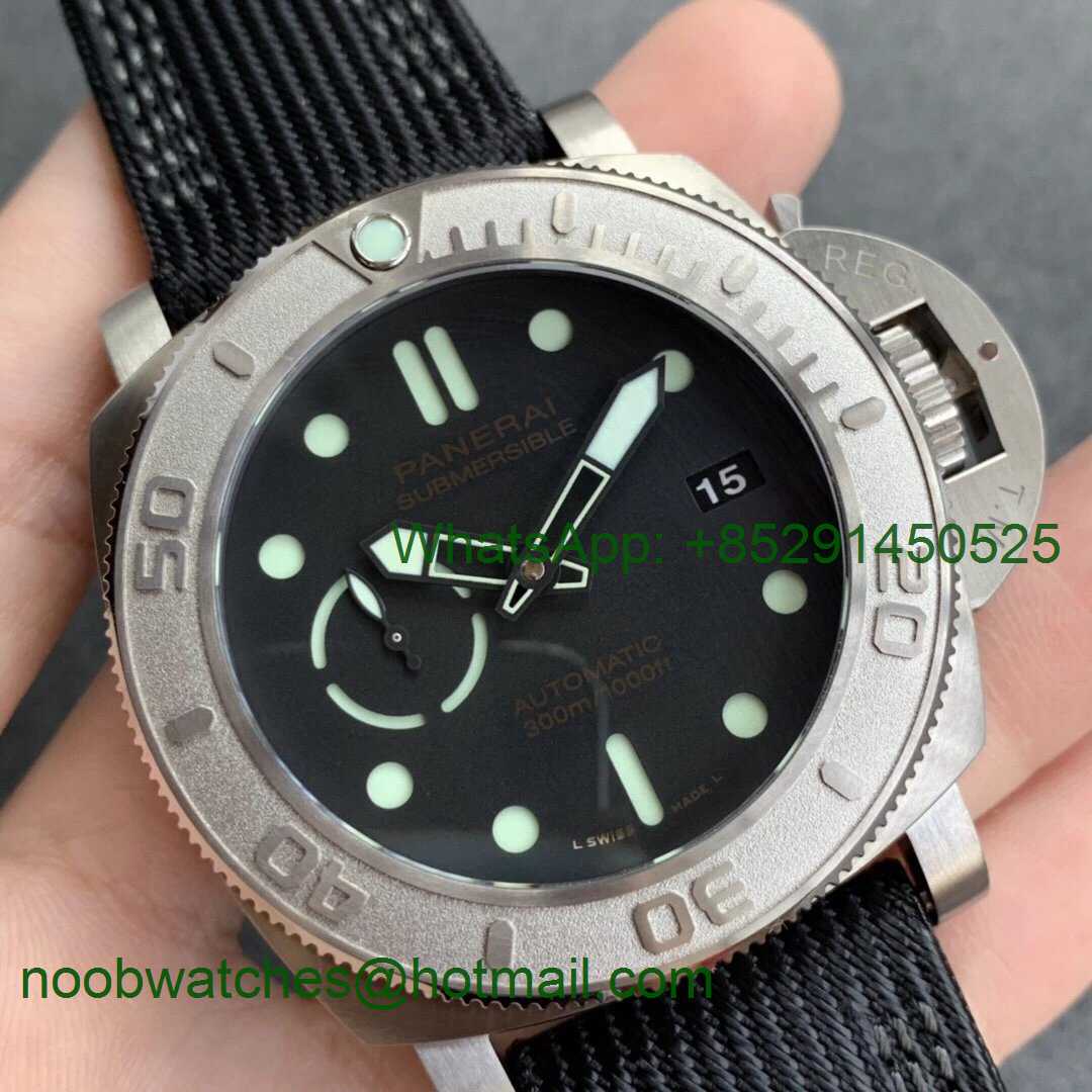 Replica Panerai PAM984 Mike Horn Submersible VSF 1:1 Best Edition Black Dial on Black Nylon Strap P.9010 Clone