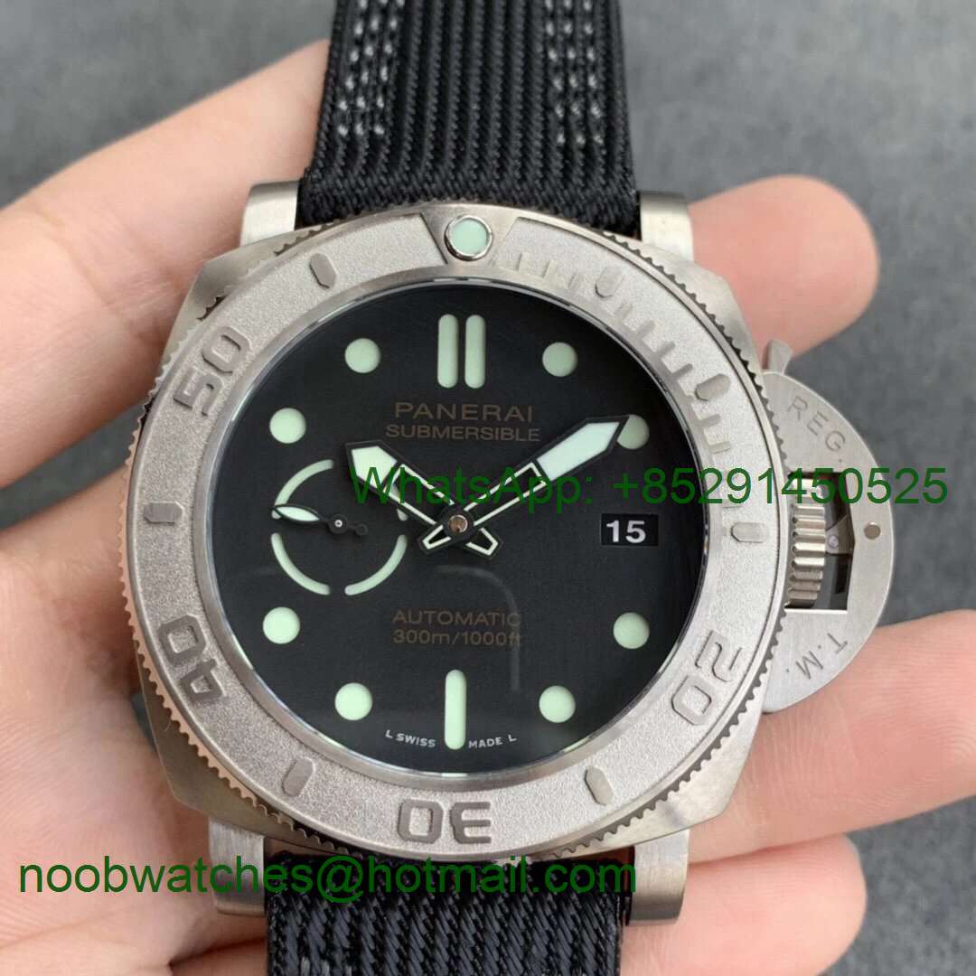 Replica Panerai PAM984 Mike Horn Submersible VSF 1:1 Best Edition Black Dial on Black Nylon Strap P.9010 Clone