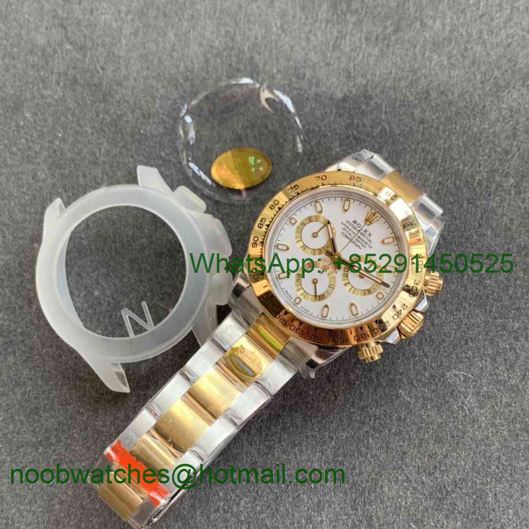 Replica Rolex Daytona 116503 2tone Yellow Gold/SS Two Tone Noob 1:1 Best 904L White Dial SA4130