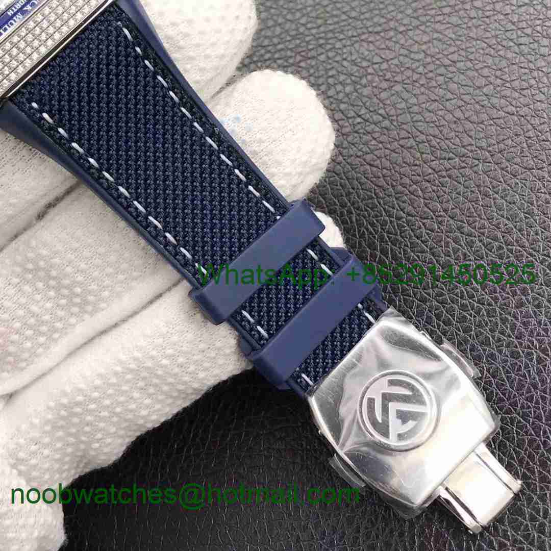 Replica Frank Muller Vanguard V45 SS Full Diamonds ZF 1:1 Best Blue Dial Rubber Strap MIYOTA 9015