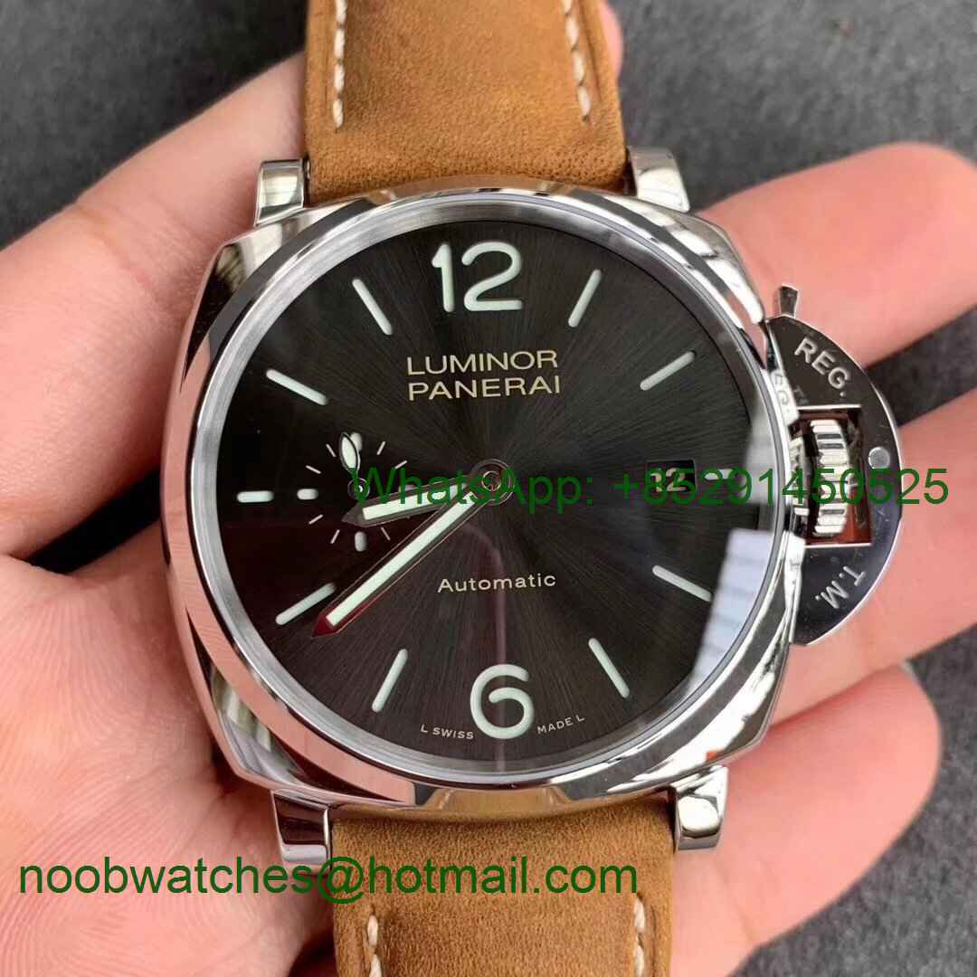 Replica Panerai PAM904 Luminor Due VSF 1:1 Best Gray Dial on Brown Asso Strap AXXXIV