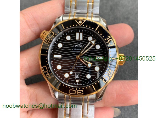 Replica OMEGA 2018 Seamaster Diver 300M SS/Yellow Gold VSF 1:1 Best Black Dial on Bracelet A8800