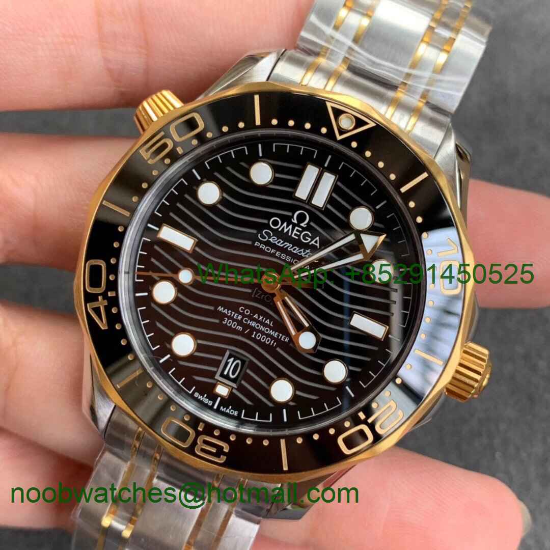 Replica OMEGA 2018 Seamaster Diver 300M SS/Yellow Gold VSF 1:1 Best Black Dial on Bracelet A8800