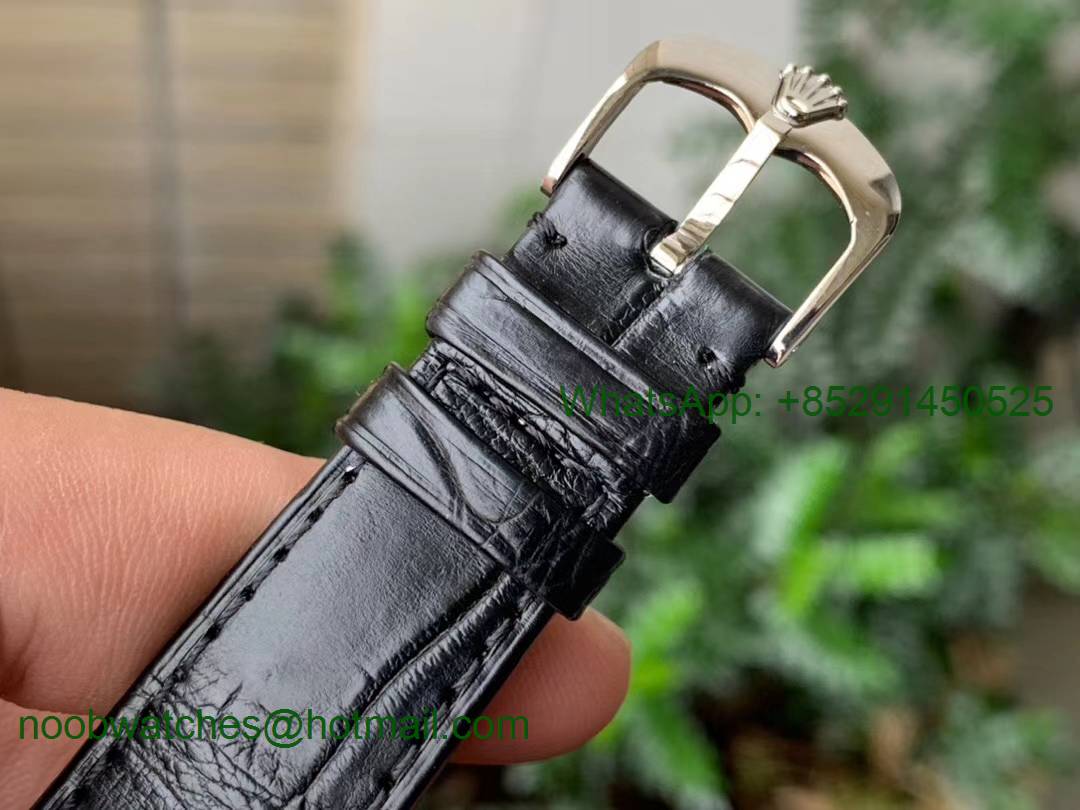 Replica Rolex Cellini 50509 SS GMF 1:1 Best White Stick Dial on Black Leather Strap SA3132