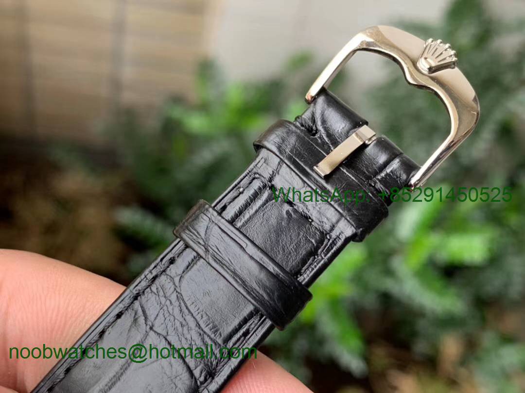 Replica Rolex Cellini 50509 SS GMF 1:1 Best Black Stick Dial on Black Leather Strap SA3132
