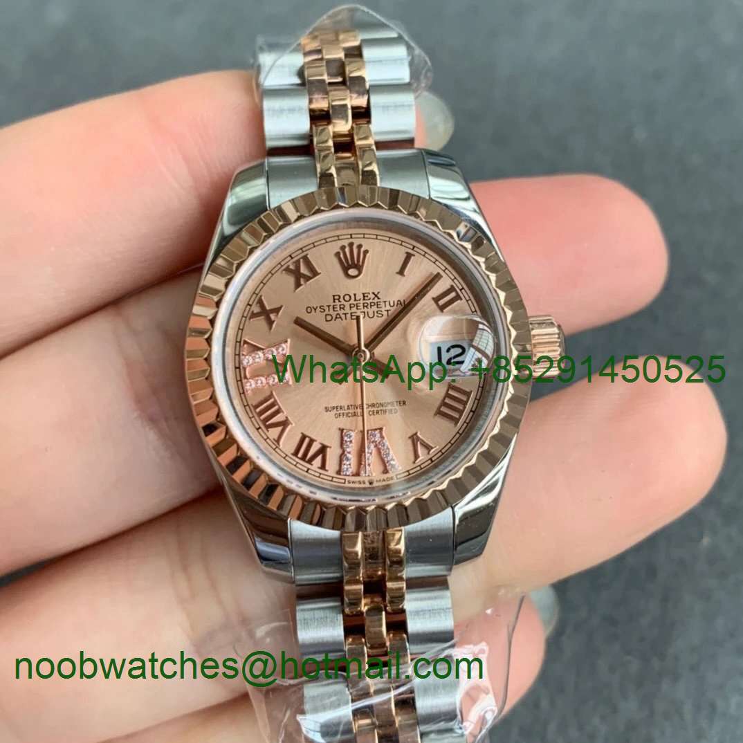 Replica Rolex Datejust 28MM 279171 Ladies WF Rose Gold/Steel Pink Dial Swiss ETA 2671 Watch