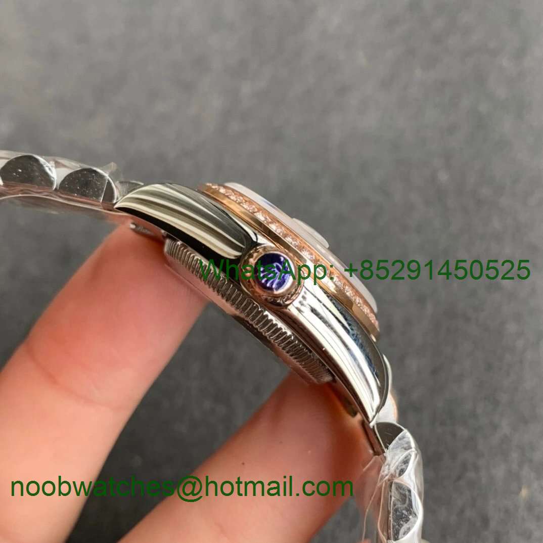 Replica Rolex Datejust 28MM 279383RBR Ladies WF Rose Gold/Steel Diamond Bezel Purple Dial Swiss ETA 2671 Watch
