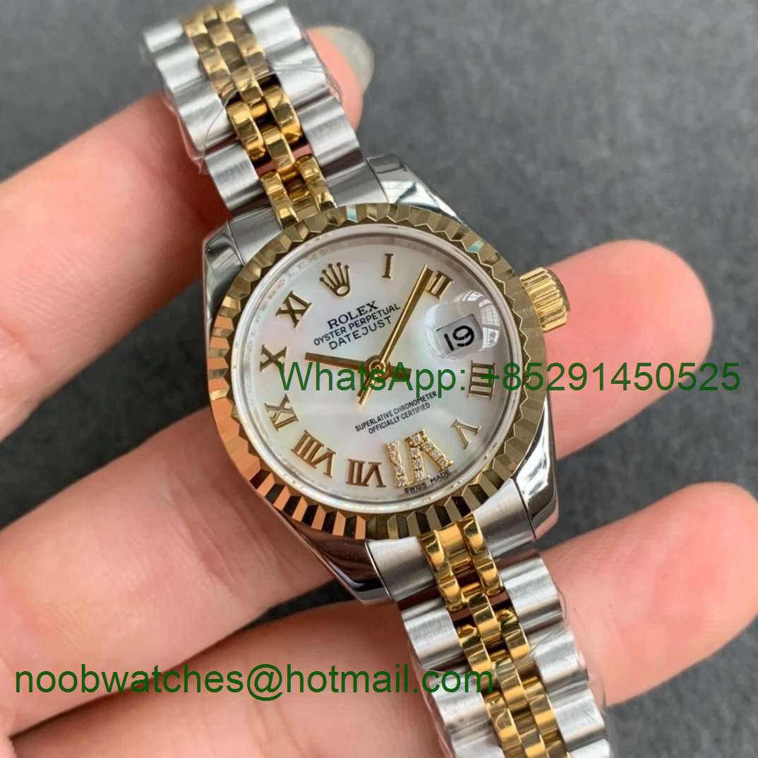 Replica Rolex Datejust 28MM 279383RBR Ladies WF Yellow Gold/Steel White MOP Dial Swiss ETA 2671 Watch