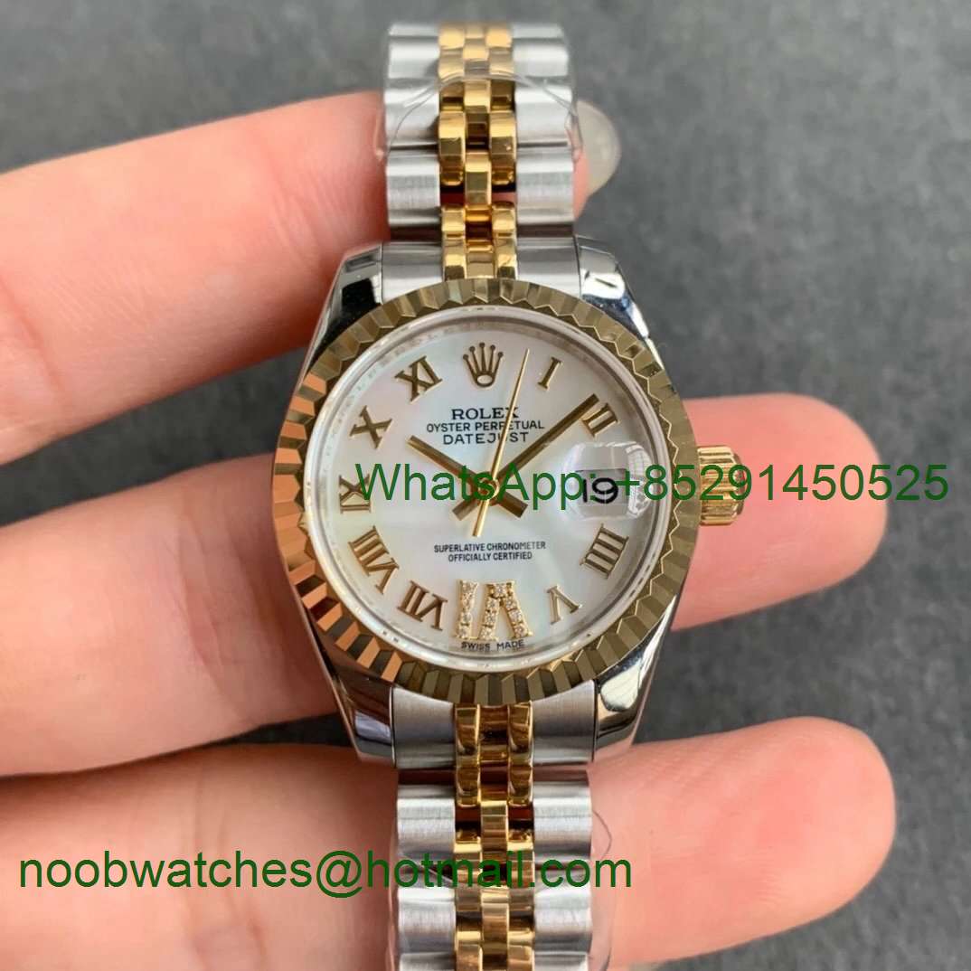 Replica Rolex Datejust 28MM 279383RBR Ladies WF Yellow Gold/Steel White MOP Dial Swiss ETA 2671 Watch