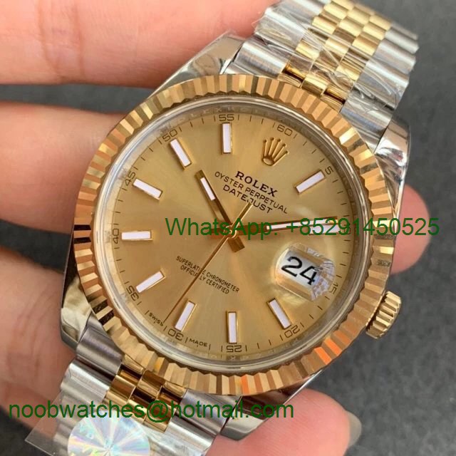 Replica Rolex DateJust 41 126333 SS/Yellow Gold ARF 1:1 Best 904L YG Lumed Stick Dial Jubilee Bracelet A2824