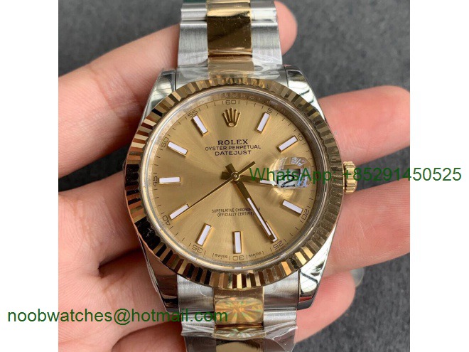 Replica Rolex DateJust 41 126333 SS/Yellow Gold ARF 1:1 Best 904L YG Lumed Stick Dial Oyster Bracelet A2824
