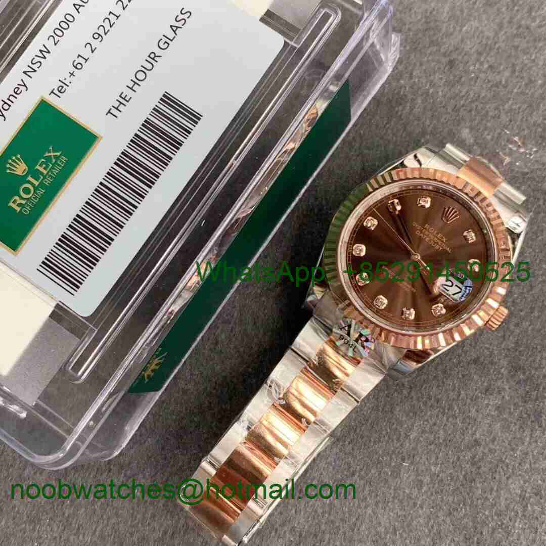 Replica Rolex DateJust 41 126331 SS/Rose Gold ARF 1:1 Best 904L Brown Diamonds Dial Oyster Bracelet A2824