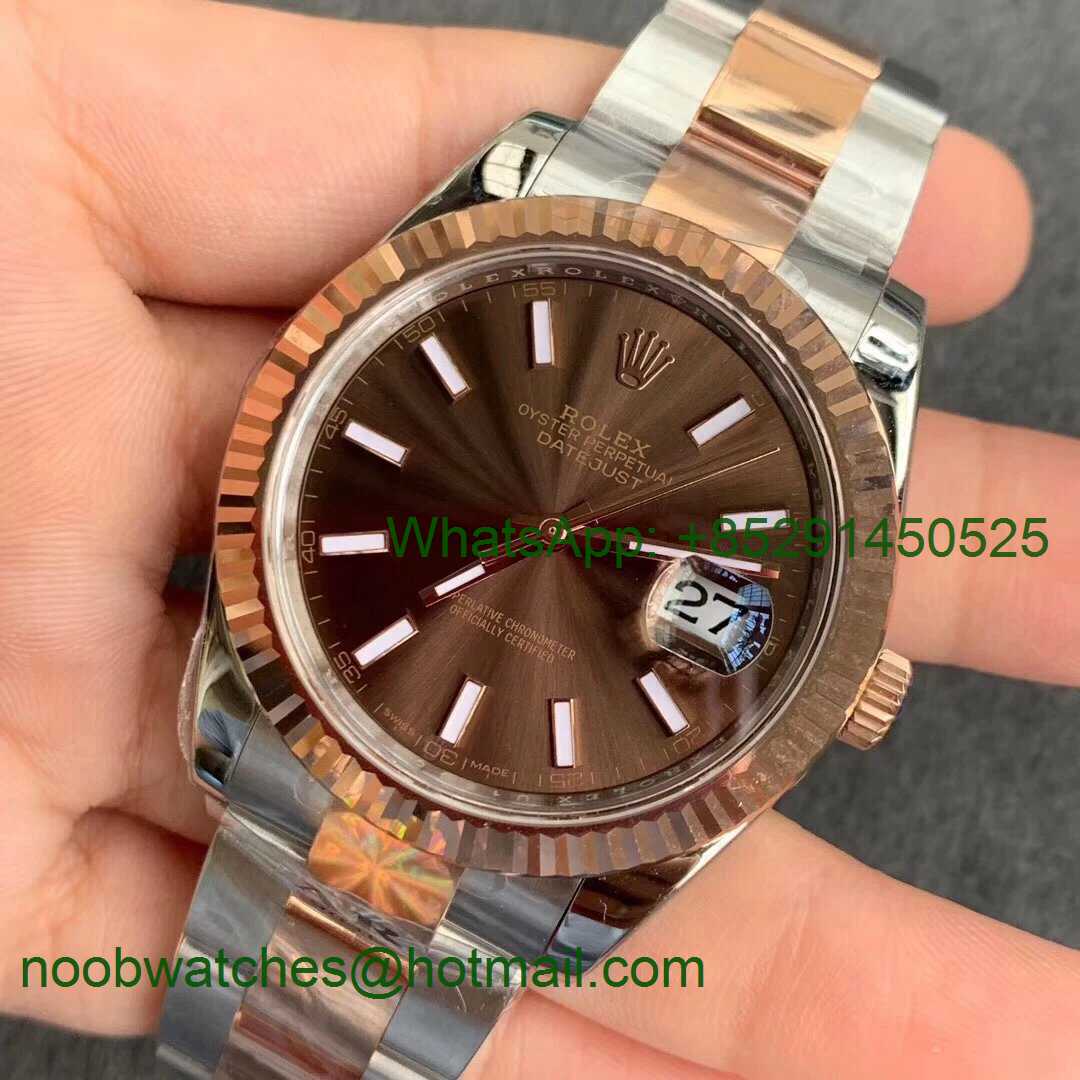 Replica Rolex DateJust 41 126331 SS/Rose Gold ARF 1:1 Best 904L Brown Stick Dial Oyster Bracelet A2824