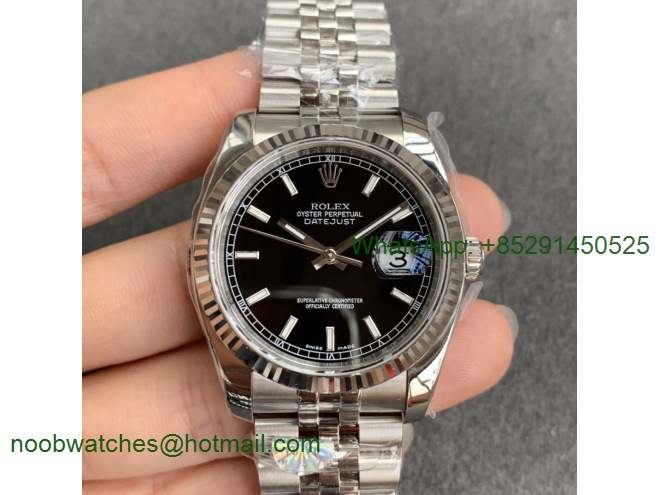 Replica Rolex DateJust 36mm SS 116234 ARF 1:1 Best 904L Steel Black Dial Jubilee Bracelet SH3135 V3