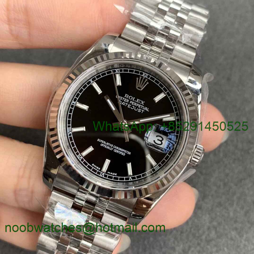 Replica Rolex DateJust 36mm SS 116234 ARF 1:1 Best 904L Steel Black Dial Jubilee Bracelet SH3135 V3