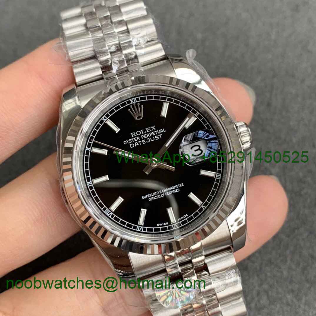 Replica Rolex DateJust 36mm SS 116234 ARF 1:1 Best 904L Steel Black Dial Jubilee Bracelet SH3135 V3