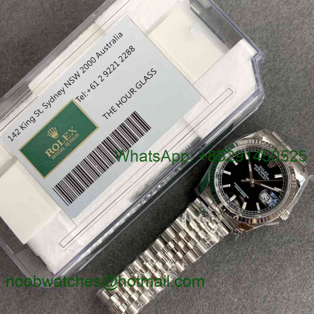 Replica Rolex DateJust 36mm SS 116234 ARF 1:1 Best 904L Steel Black Dial Jubilee Bracelet SH3135 V3