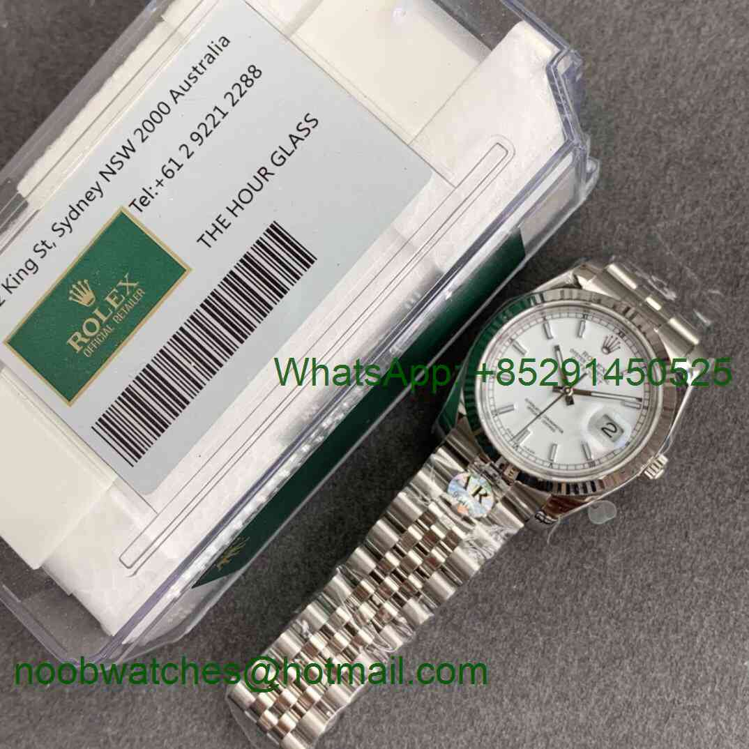 Replica Rolex DateJust 36mm SS 116234 ARF 1:1 Best 904L Steel White Dial Jubilee Bracelet SH3135 V3