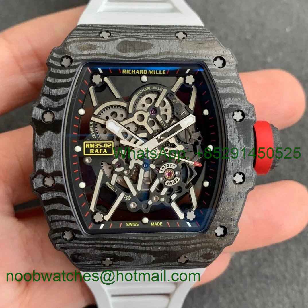 Replica Richard Mille RM035-02 Real Forge Carbon ZF 1:1 Best Skeleton Dial White Rubber Strap NH05A