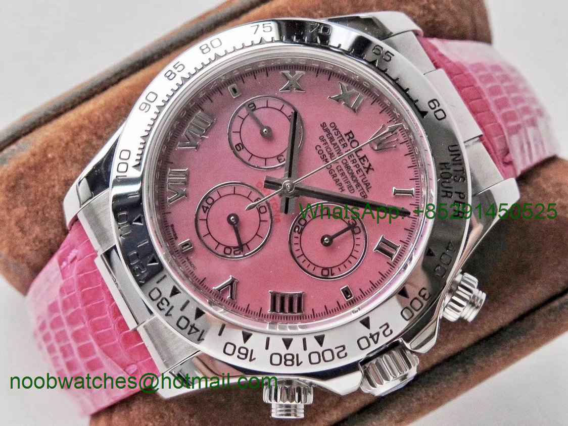 Replica Rolex Daytona 116519 OXF Best Edition Pink MOP Dial on Pink Leather Strap A7750