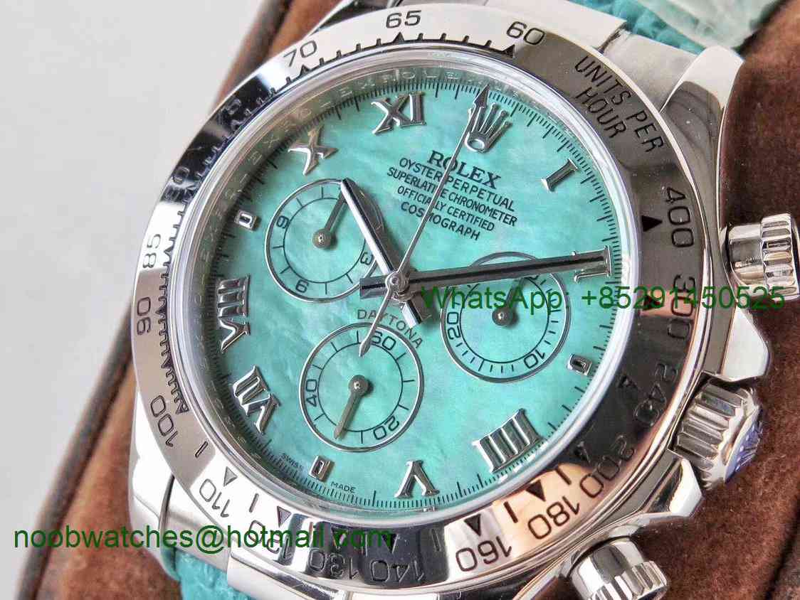 Replica Rolex Daytona 116519 OXF Best Edition Green MOP Dial on Green Leather Strap A7750