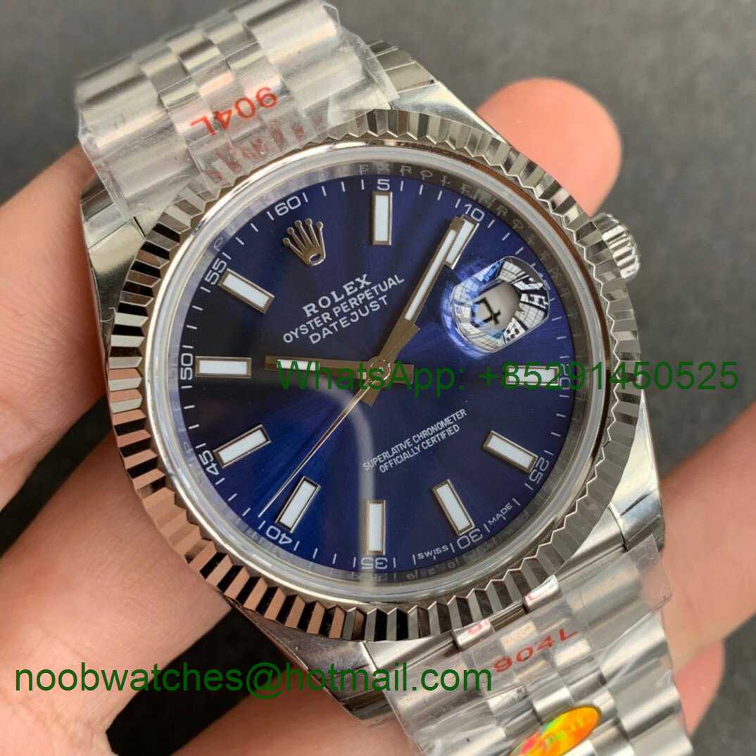 Replica Rolex DateJust 126334 SS Noob 1:1 904L Best Blue Dial Stick Markers on SS Jubilee Bracelet A3235