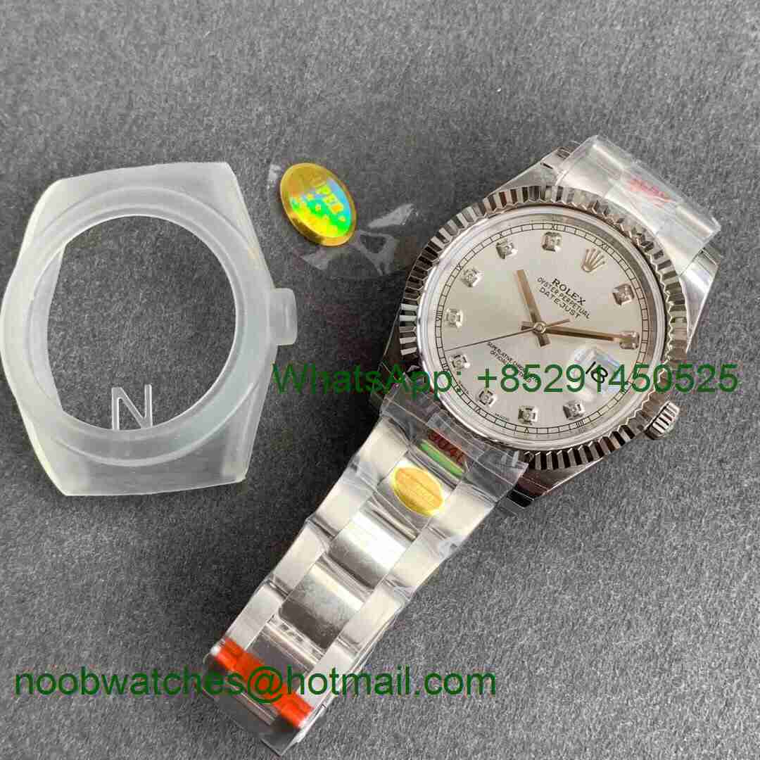 Replica Rolex DateJust 126334 SS Noob 1:1 904L Best Silver Dial Diamond Markers on SS Oyster Bracelet A3235