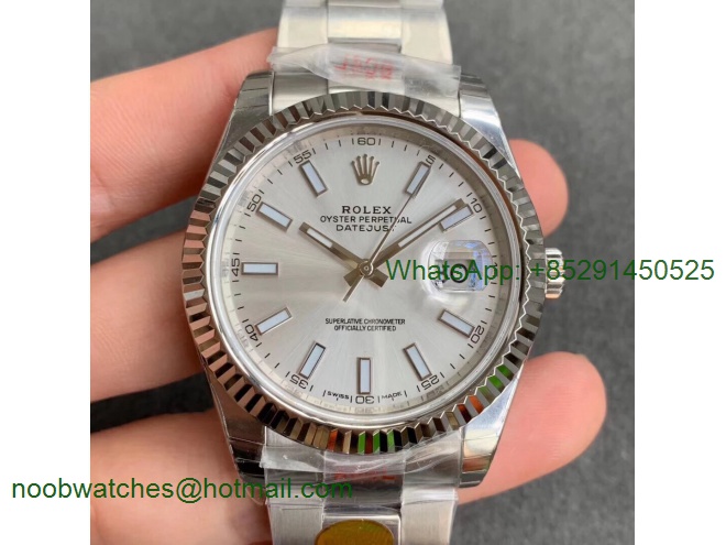 Replica Rolex DateJust 126334 SS Noob 1:1 904L Best Silver Dial Stick Markers on SS Oyster Bracelet A3235