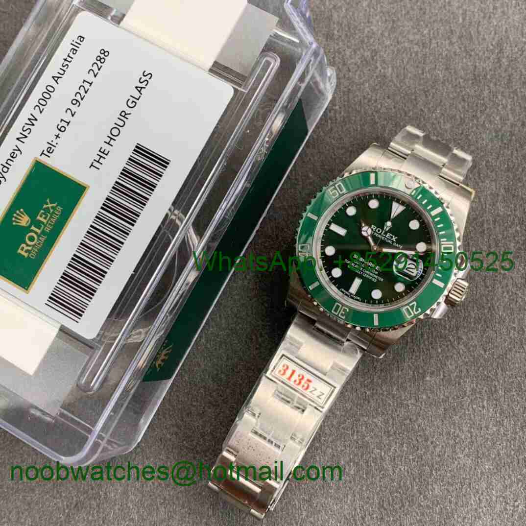Replica Rolex Submariner 116610LV HULK Green Ceramic ZZF 904L 1:1 Best Edition on SS Bracelet SA3135 V2S