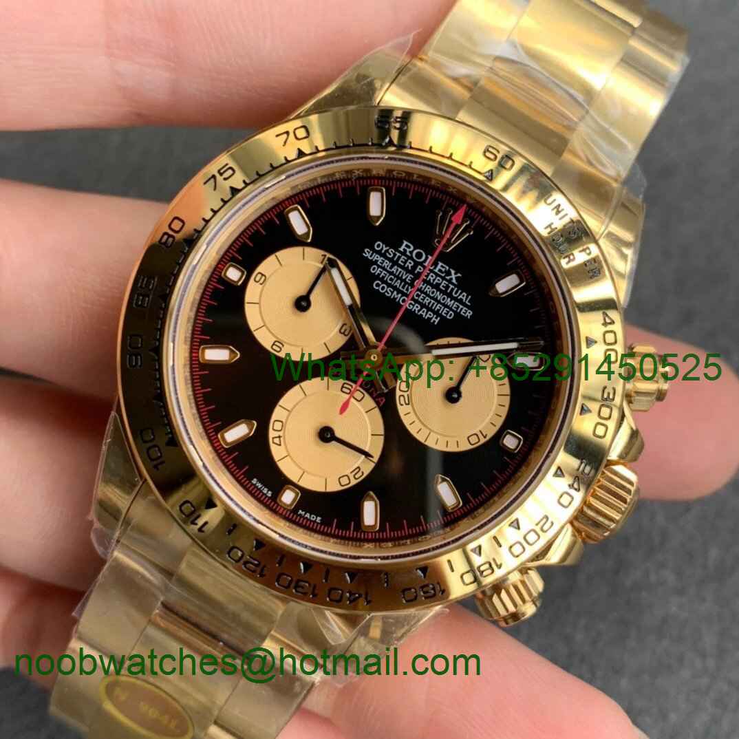 Replica Rolex Daytona 116508 Paul Newman Yellow Gold Noob 1:1 Best Edition 904L Black/Gold Dial SA4130 V3
