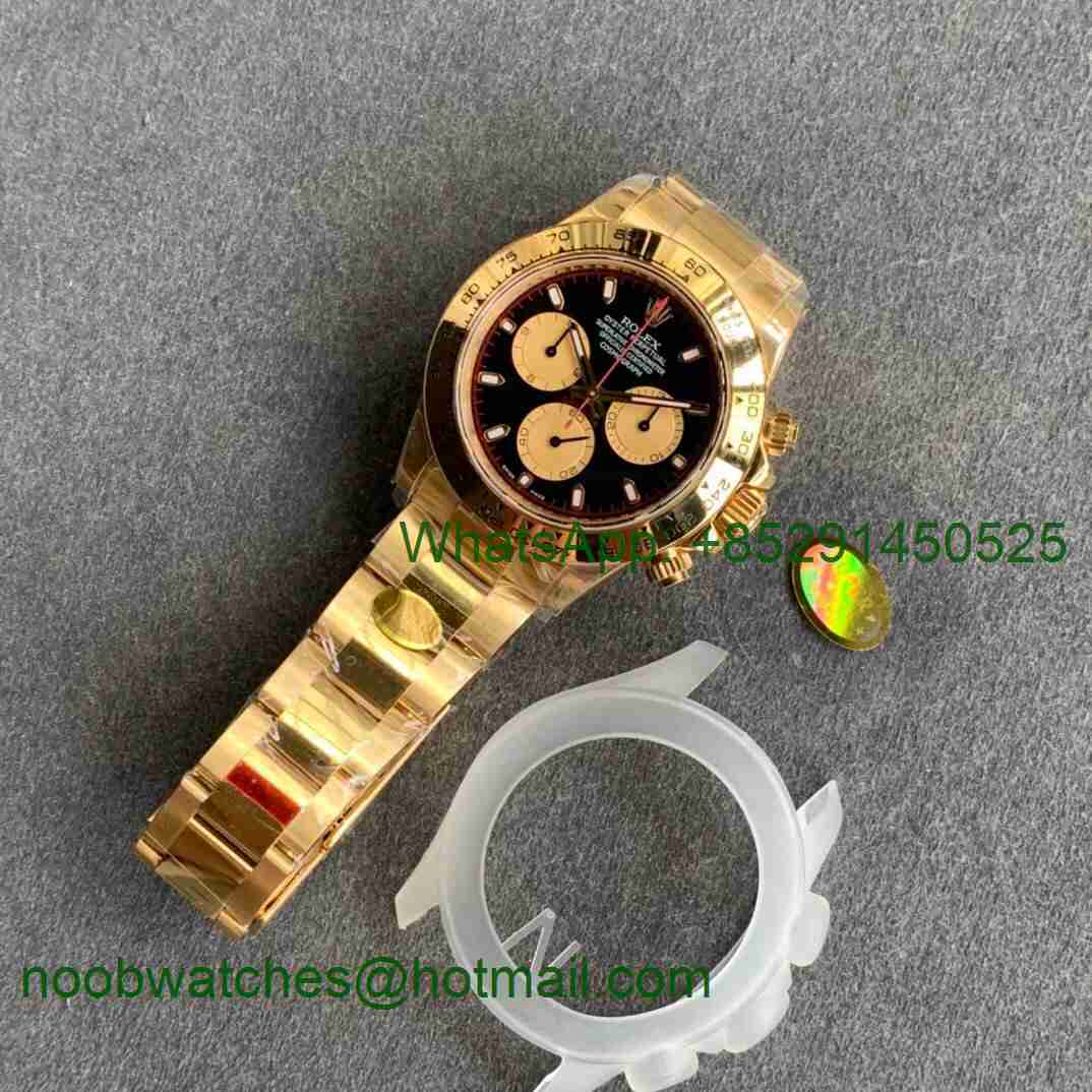 Replica Rolex Daytona 116508 Paul Newman Yellow Gold Noob 1:1 Best Edition 904L Black/Gold Dial SA4130 V3