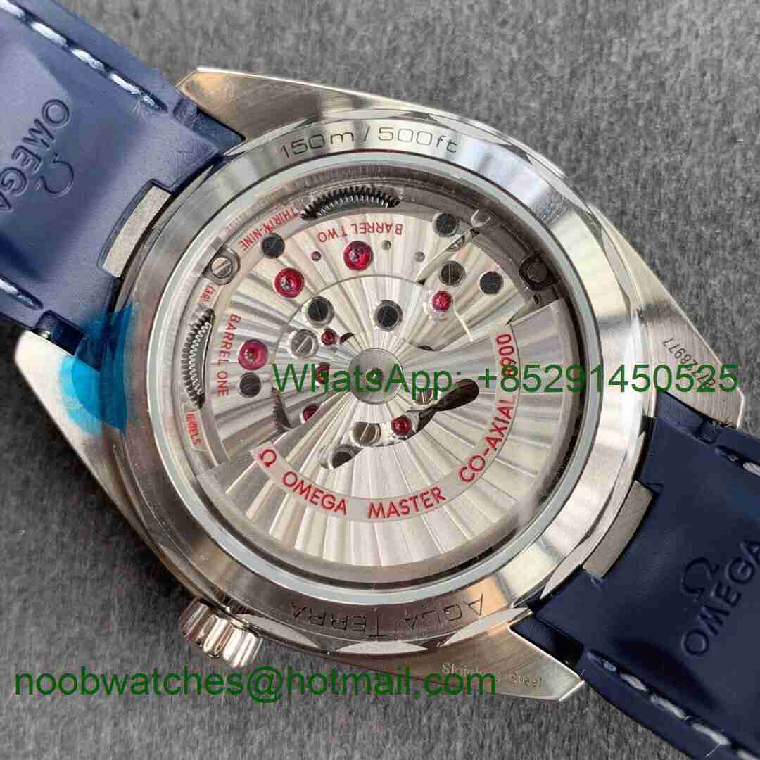 Replica OMEGA Aqua Terra 150M Master Chronometers VSF 1:1 Best Gray Dial Blue Hand on Blue Rubber Strap A8900 Super Clon