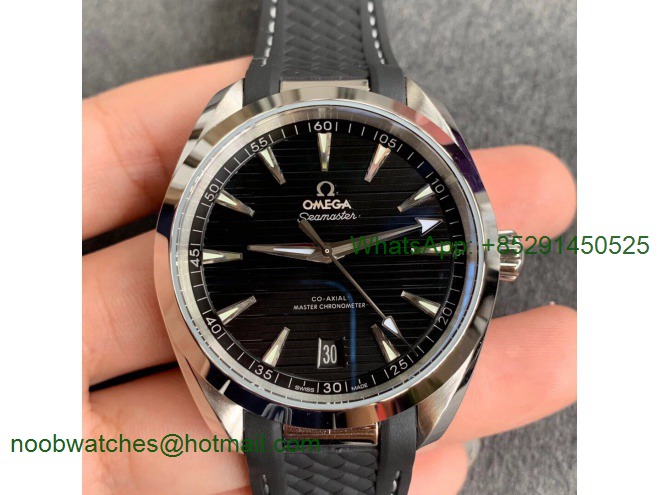 Replica OMEGA Aqua Terra 150M Master Chronometers VSF 1:1 Best Black Dial on Black Rubber Strap A8900 Super Clone