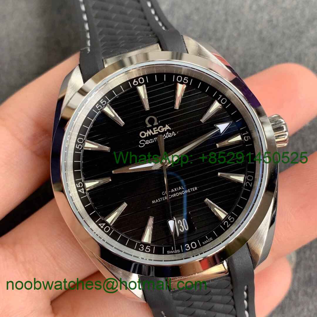Replica OMEGA Aqua Terra 150M Master Chronometers VSF 1:1 Best Black Dial on Black Rubber Strap A8900 Super Clone
