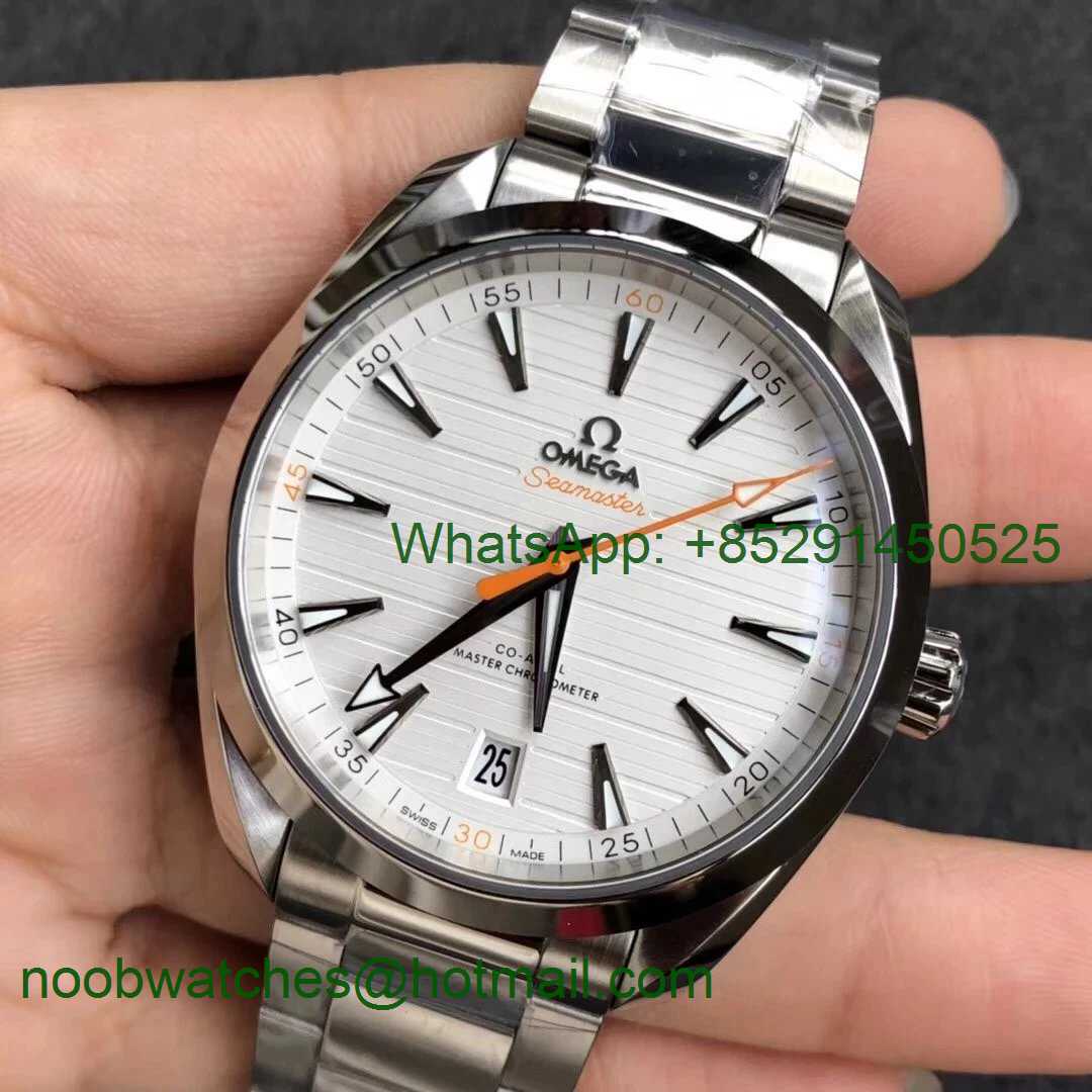 Replica OMEGA Aqua Terra 150M Master Chronometers VSF 1:1 Best White Dial Orange Hand SS Bracelet A8900 Super Clone