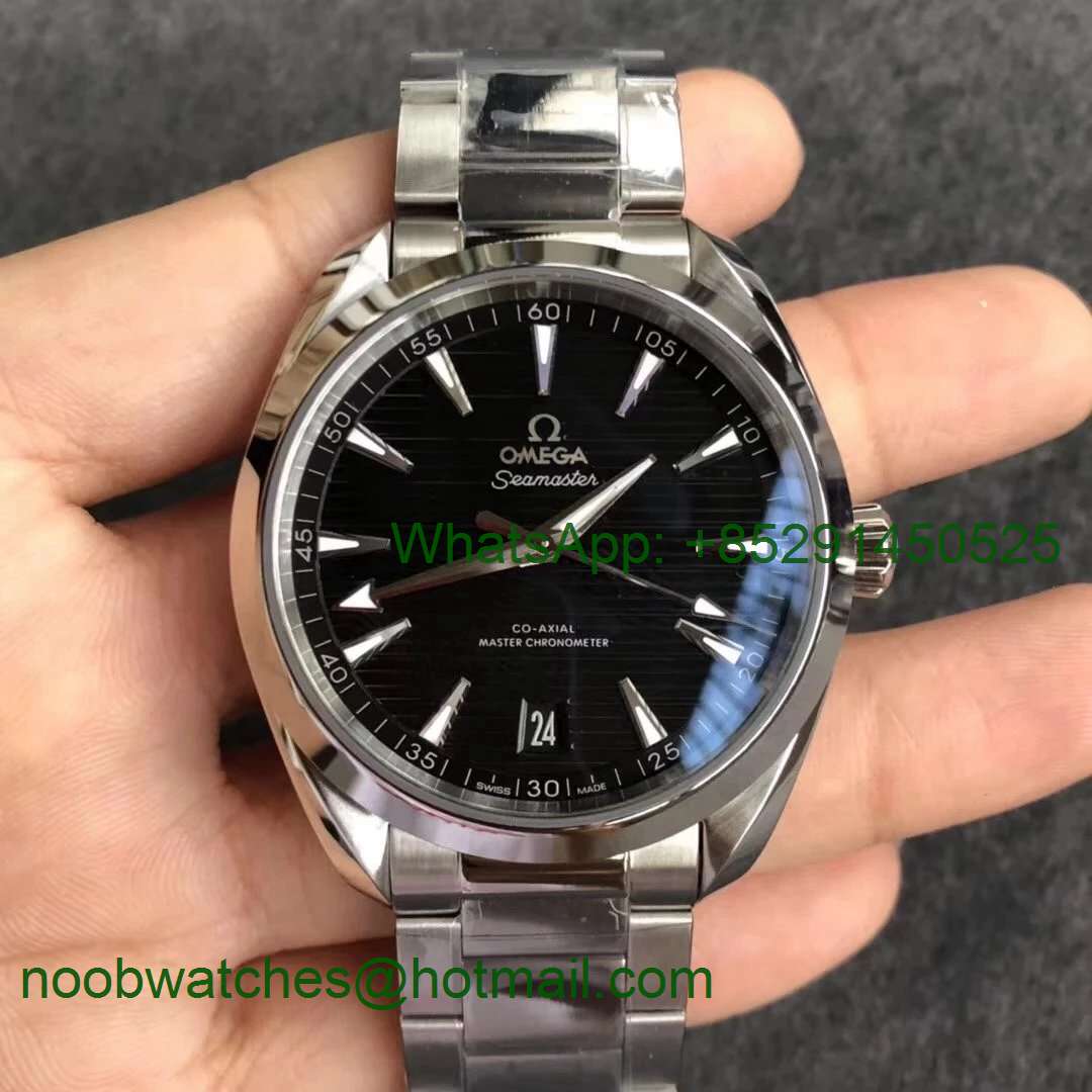 Replica OMEGA Aqua Terra 150M Master Chronometers VSF 1:1 Best Black Dial SS Bracelet A8900 Super Clone (2 Straps)