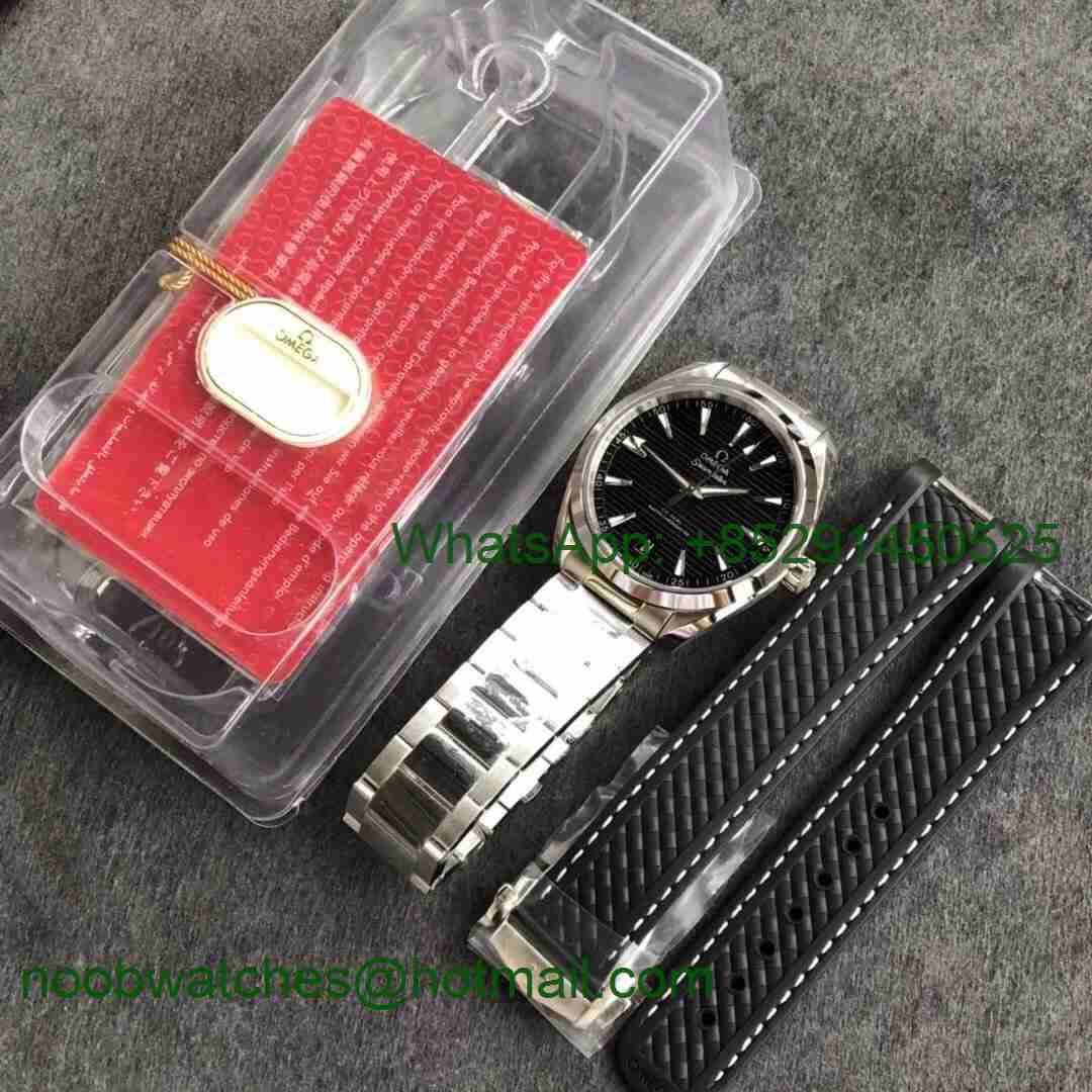 Replica OMEGA Aqua Terra 150M Master Chronometers VSF 1:1 Best Black Dial SS Bracelet A8900 Super Clone (2 Straps)