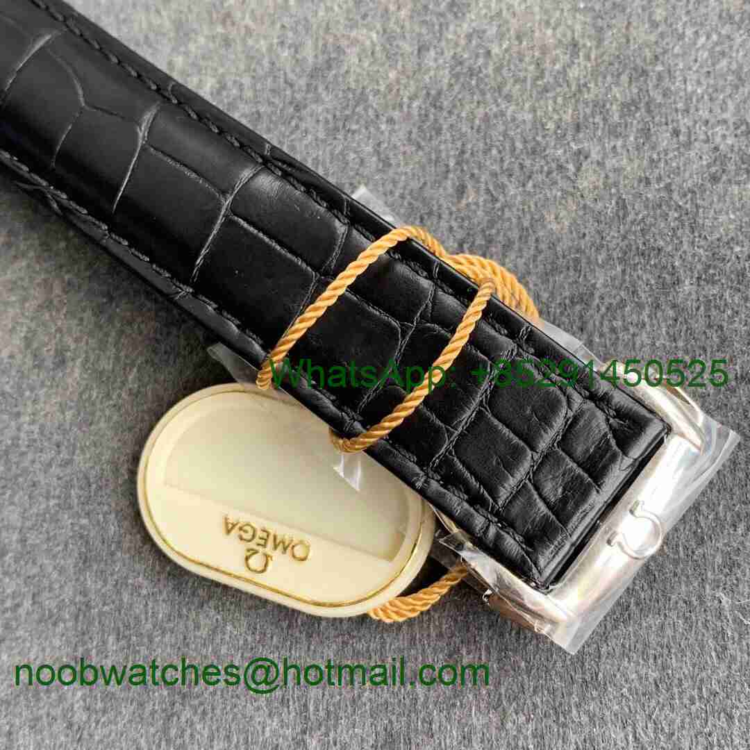 Replica OMEGA De Ville Hour Vision 41mm SS VSF 1:1 Best Black/Silver Dial Black Croco Leather Strap A8500 Super Clone