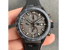 Replica TAG Heuer Calibre Heuer 01 Chrono 43mm PVD XF 1:1 Best Gray Dial on Black Rubber Strap A1887