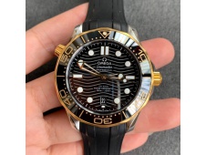 Replica OMEGA 2018 Seamaster Diver 300M SS/Yellow Gold VSF 1:1 Best Black Dial on Rubber Strap A8800