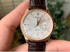 Replica Rolex Cellini 50515 Rose Gold GMF 1:1 Best White Dial on Brown Leather Strap SA3165