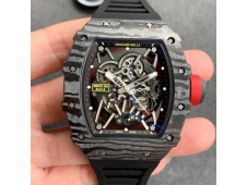 Replica Richard Mille RM035-02 Real Forge Carbon ZF 1:1 Best Skeleton Dial on Black Rubber Strap NH05A
