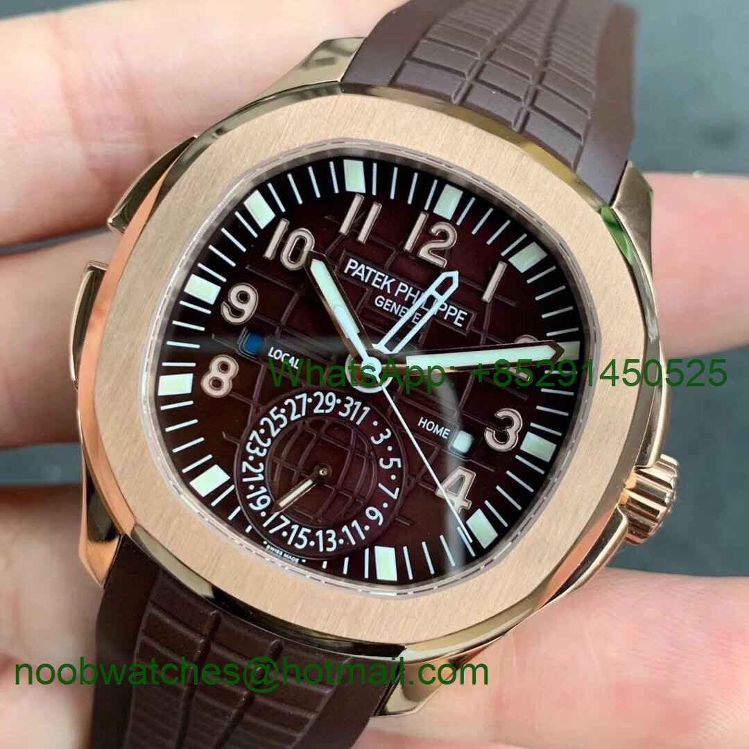 Replica Patek Philippe Aquanaut 5164R Rose Gold GRF V2 Best Brown Dial on Brown Rubber A324