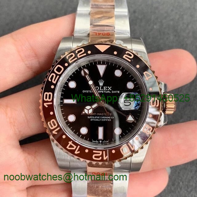 Replica Rolex GMT-Master II 126711 CHNR Steel/Rose Gold Wrapped 904L Steel GMF 1:1 Best A3285 Correct Hand Stack