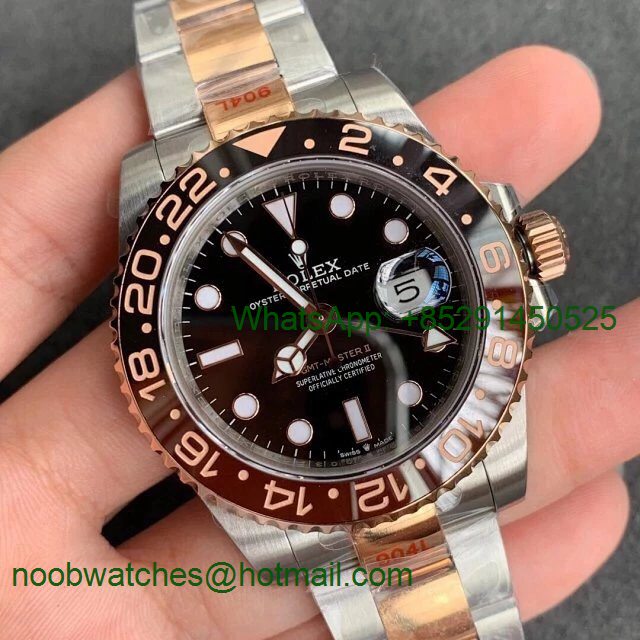 Replica Rolex GMT-Master II 126711 CHNR Steel/Rose Gold Wrapped 904L Steel GMF 1:1 Best A3285 Correct Hand Stack
