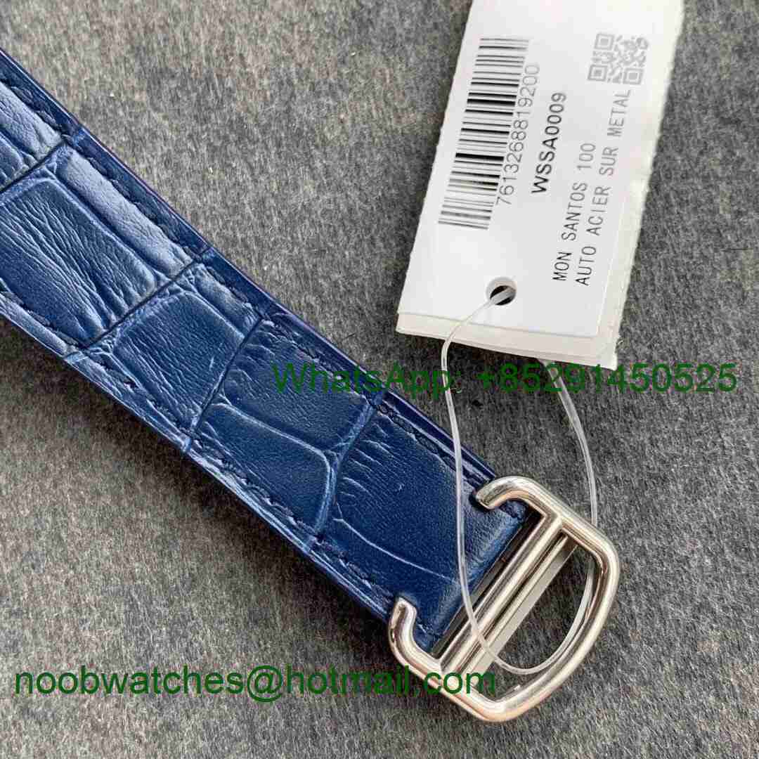 Replica Cartier Santos de Cartier 40mm 2018 V6F 1:1 Best Blue Dial on Blue Leather Strap MIYOTA 9015
