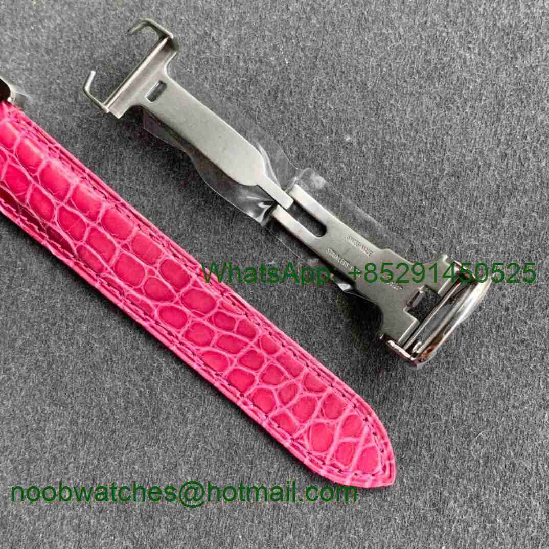 Replica Cartier Tank Louis Ladies SS K11F Pink Dial on Pink Leather Strap Ronda Quartz