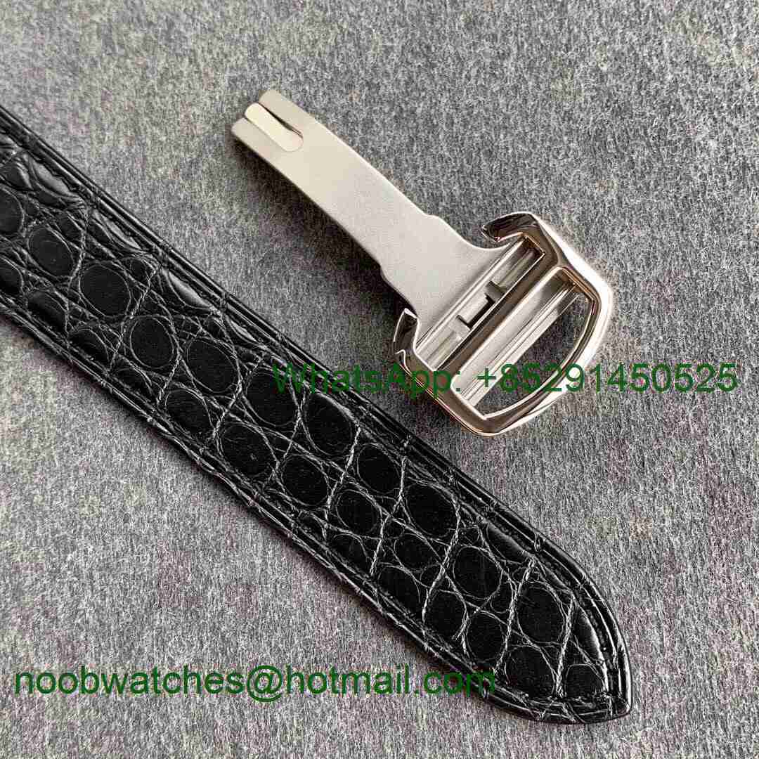 Replica Cartier Ronde Solo De Cartier 36mm SS GPF Maker White Dial on Black Croco Strap Ronda Quartz