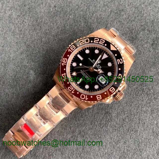 Replica Rolex GMT-Master II 126715 CHNR Black/Brown Ceramic Rose Gold GMF 1:1 Best Black Dial A2836